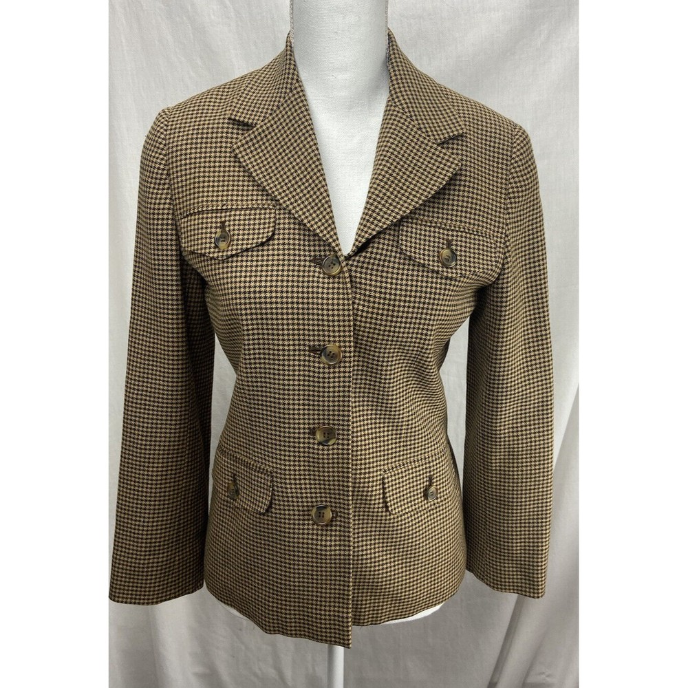 Ann Taylor Brown & Black Houndstooth Blazer